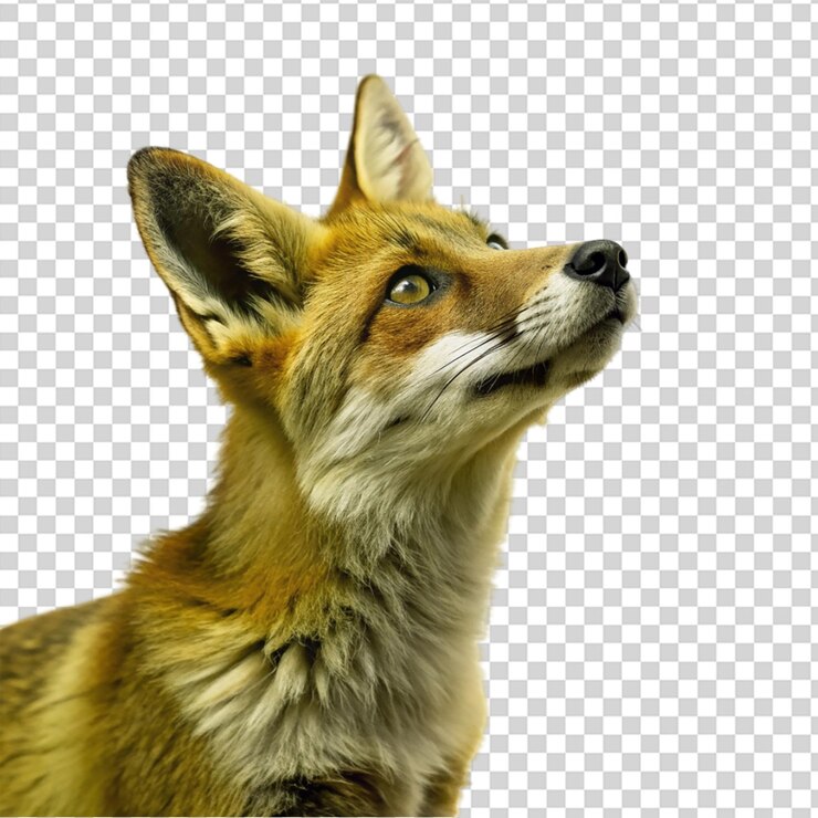 PSD un zorro mirando en un fondo transparente