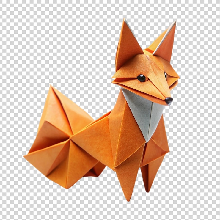 PSD el zorro origami aislado sobre un fondo transparente