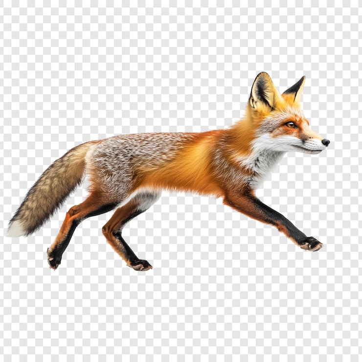 PSD el zorro rojo en movimiento, una imagen cautivadora de la vida silvestre