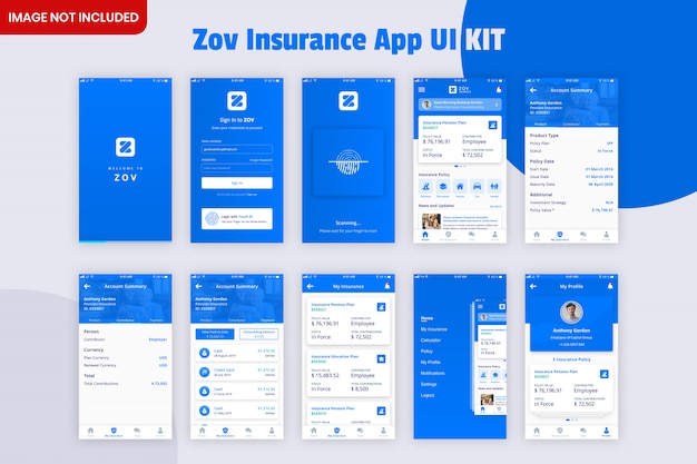 PSD zov insurance app ui kit