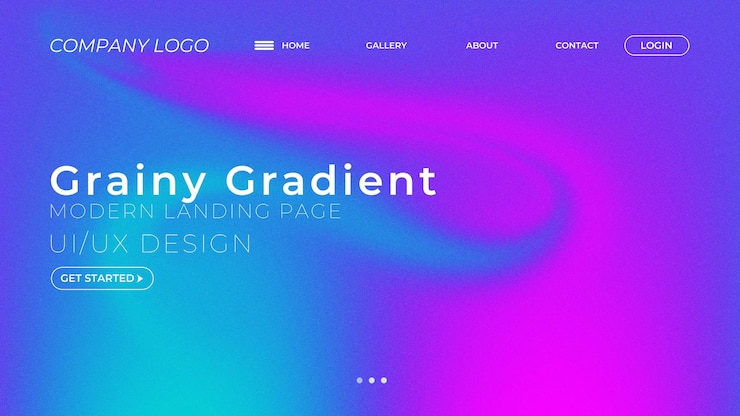 PSD zrnitý gradientní moderní návrh uiux vstupní stránky
