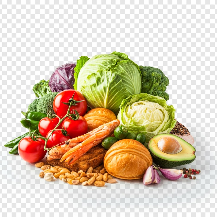 PSD zu den frischen gemüsearten gehören tomaten, karotten und salat. andere sind auf durchsichtigem hintergrund zu finden.