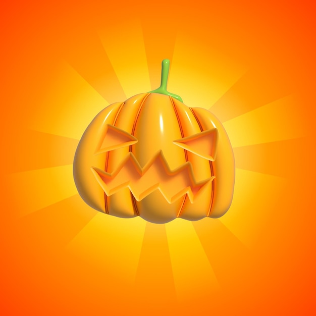 Zucca gialla di Halloween Zucca 3d realistica con emozione felice