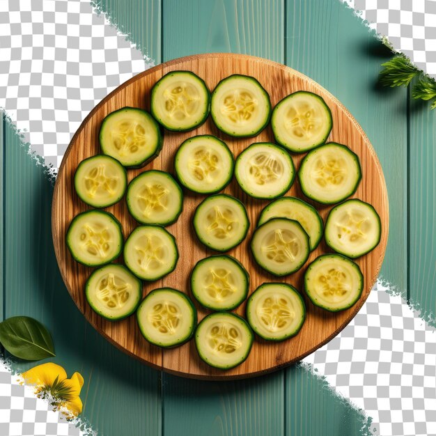 PSD zucchini-kreise auf einem durchsichtigen hintergrund aus holz