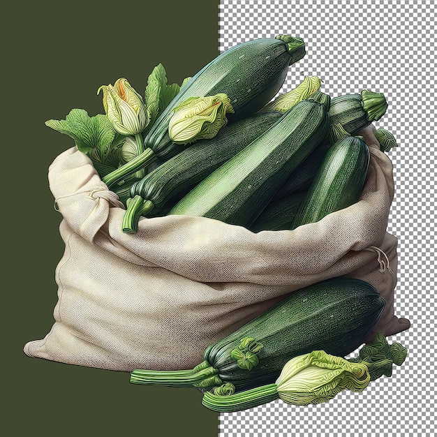 PSD zucchini verde colhida png