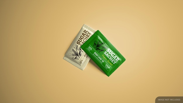 Zucker stevia süßstoff sachet mockup design in 3d-rendering