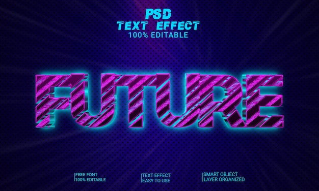 Zukünftige 3d-psd-datei mit bearbeitbarem texteffektstil