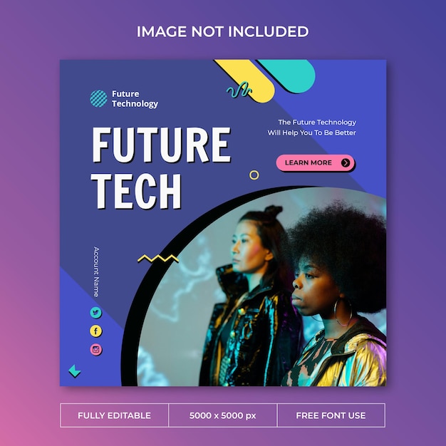 Zukünftige technologie-instagram-post-social-media-vorlage
