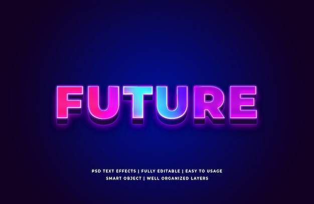 Zukünftiger 3D-Textstil-Effekt Premium Psd
