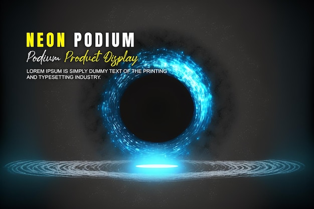 Zukunftsorientierte Podium-Ausstellung Mockup Produktpräsentation mit Neonlicht-Szene Produkt-Dispaly