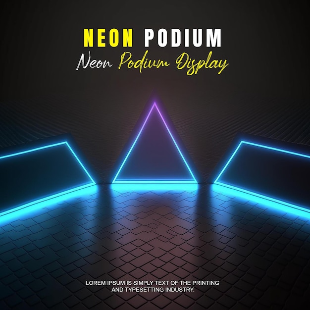 Zukunftsorientierte Podium-Ausstellung Mockup Produktpräsentation mit Neonlicht-Szene Produkt-Dispaly