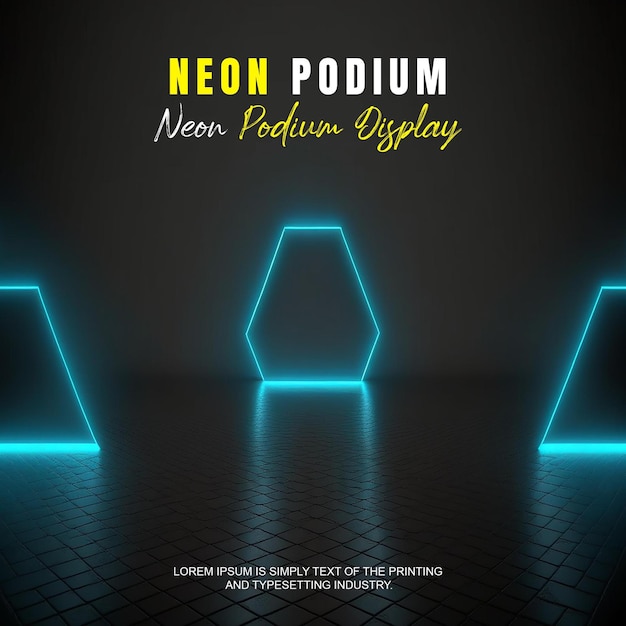 Zukunftsorientierte Podium-Ausstellung Mockup Produktpräsentation mit Neonlicht-Szene Produkt-Dispaly