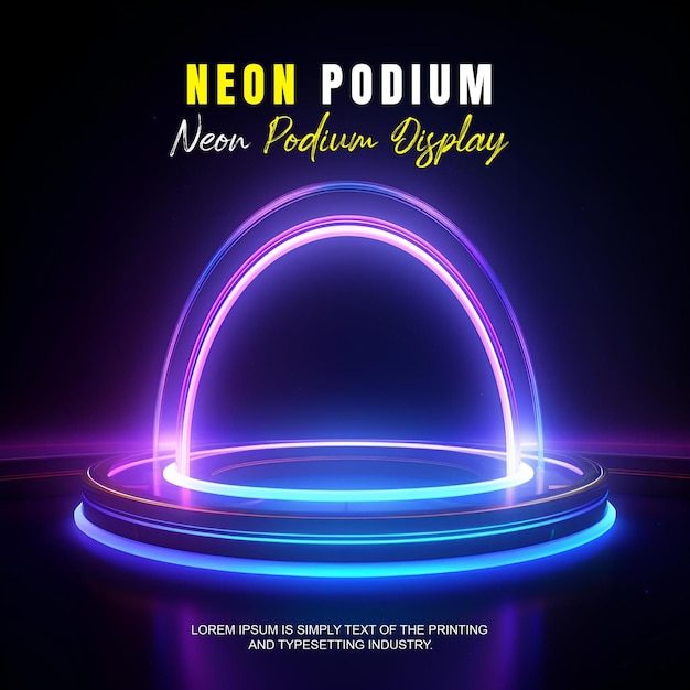 Zukunftsorientierte Podium-Ausstellung Mockup Produktpräsentation mit Neonlicht-Szene Produkt-Dispaly