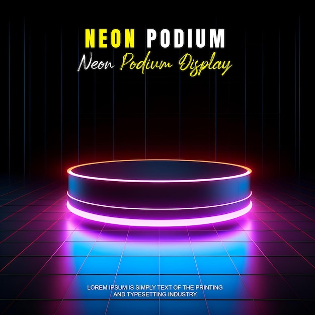 Zukunftsorientierte Podium-Ausstellung Mockup Produktpräsentation mit Neonlicht-Szene Produkt-Dispaly