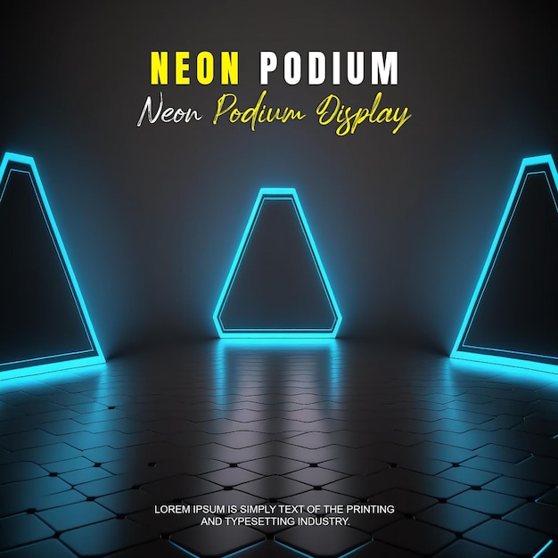 Zukunftsorientierte Podium-Ausstellung Mockup Produktpräsentation mit Neonlicht-Szene Produkt-Dispaly