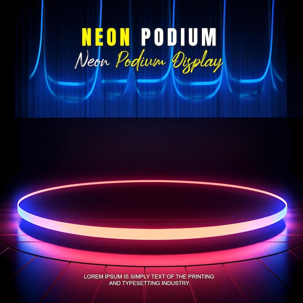 Zukunftsorientierte Podium-Ausstellung Mockup Produktpräsentation mit Neonlicht-Szene Produkt-Dispaly