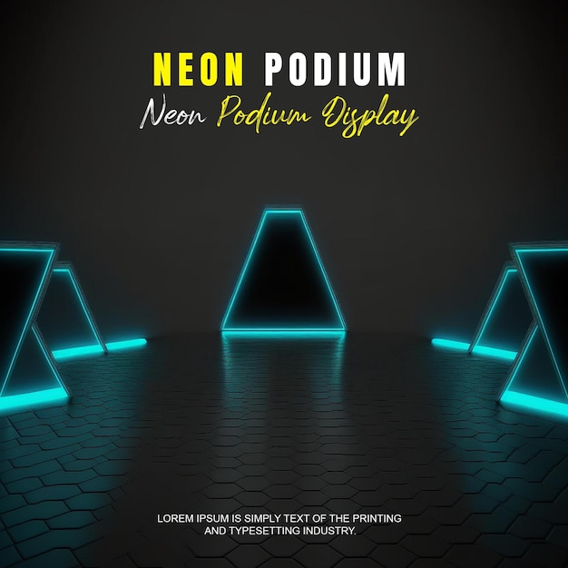 Zukunftsorientierte Podium-Ausstellung Mockup Produktpräsentation mit Neonlicht-Szene Produkt-Dispaly