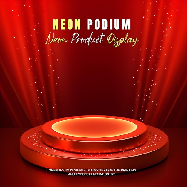 Zukunftsorientierte Podium-Ausstellung Mockup Produktpräsentation mit Neonlicht-Szene Produkt-Dispaly