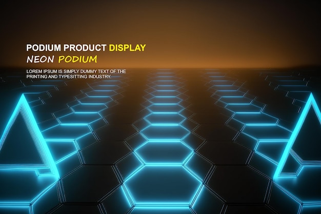 Zukunftsorientierte Podium-Ausstellung Mockup Produktpräsentation mit Neonlicht-Szene Produkt-Dispaly