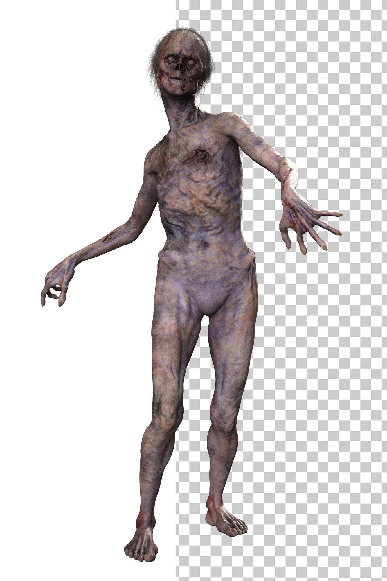 Zumbi na renderização 3d de fundo transparente