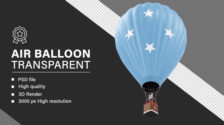 PSD zumbido 3d com a bandeira dos estados federados da micronésia isolada em fundo transparente