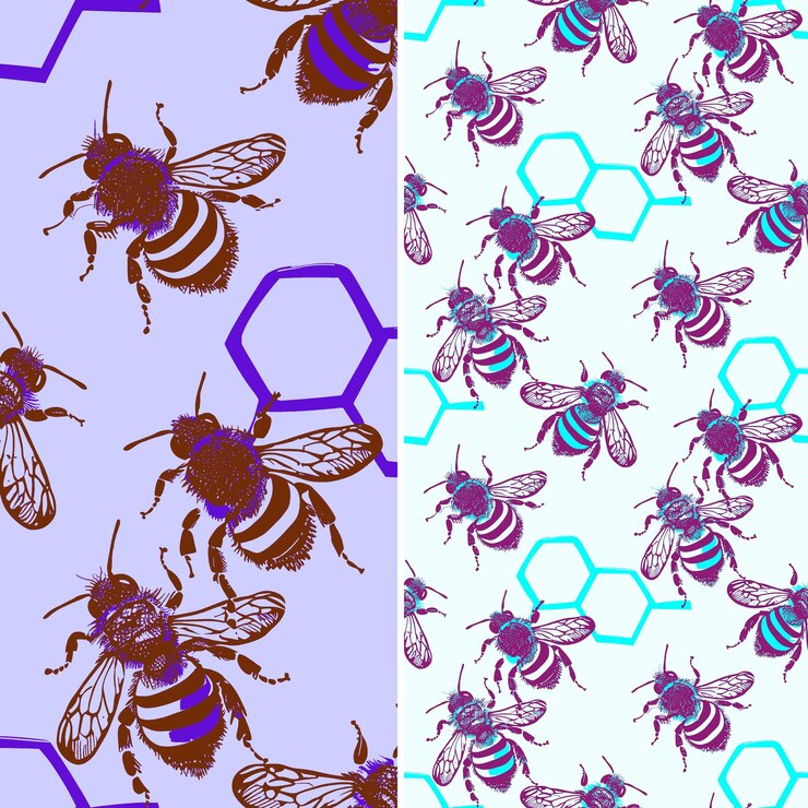 PSD zumbidos de abejorros con cuerpos difusos y diseño de ilustraciones diseños de patrones vectoriales de ilustraciones