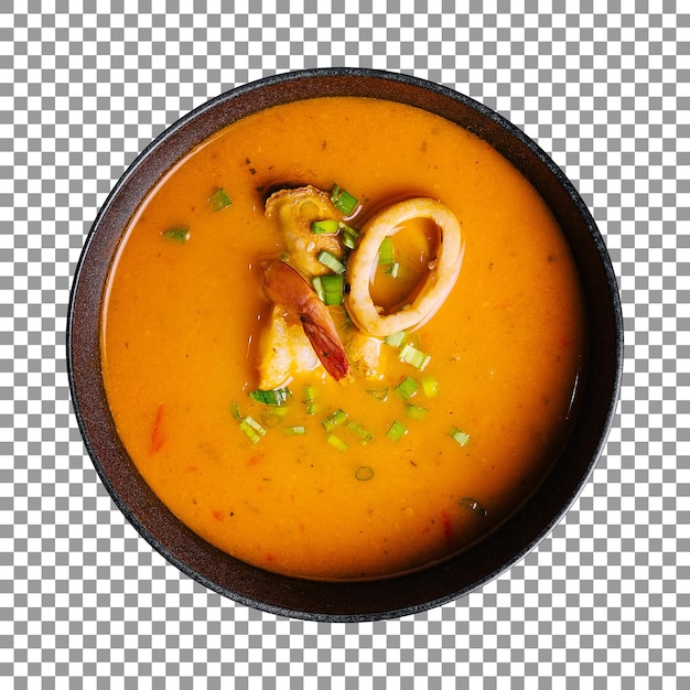 Zuppa di pesce tom yam isolata su sfondo trasparente