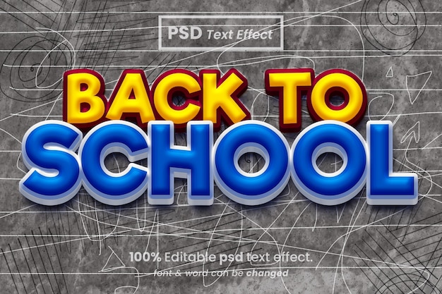 PSD zurück zu schule 3d-texteffekt