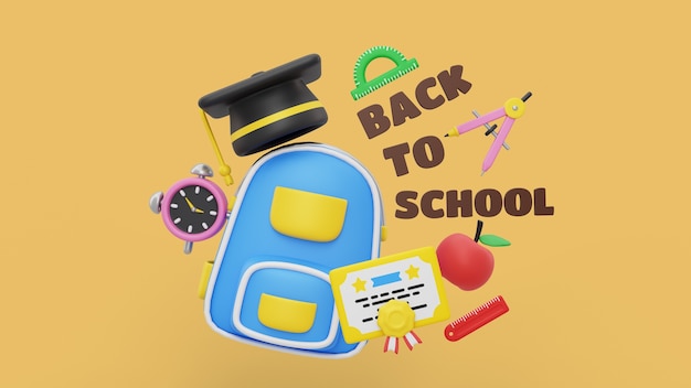 Zurück zum Schulmodell mit 3D-Render-Schulmaterial
