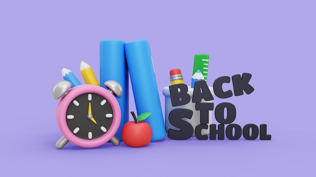 Zurück zum Schulmodell mit 3D-Render-Schulmaterial