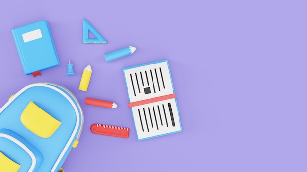 Zurück zum Schulmodell mit 3D-Render-Schulmaterial