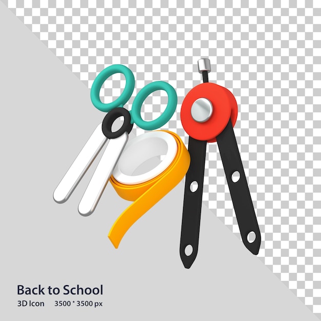 Zurück zur Schule 3D-Ikonen-Render