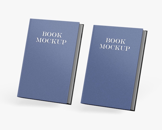 Zwei blaue Bücher sind auf einem weißen Hintergrund mit dem Wortbuchmodell.