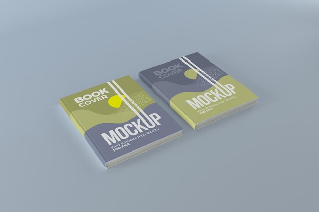 Zwei bücher cover mock-up 3d-rendering-illustration