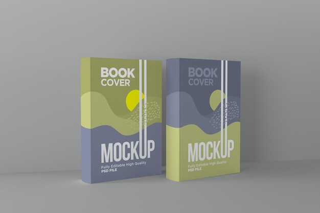 Zwei Bücher decken Mock-up 3D-Rendering-Illustration ab
