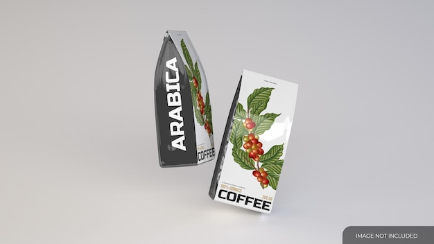 Zwei dünne Kaffeebeutel Mockup