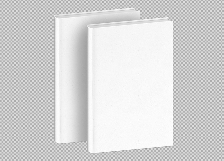 PSD zwei einfache weiße bücher auf durchsichtigem hintergrund