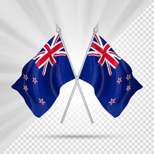 PSD zwei flaggen neuseeland