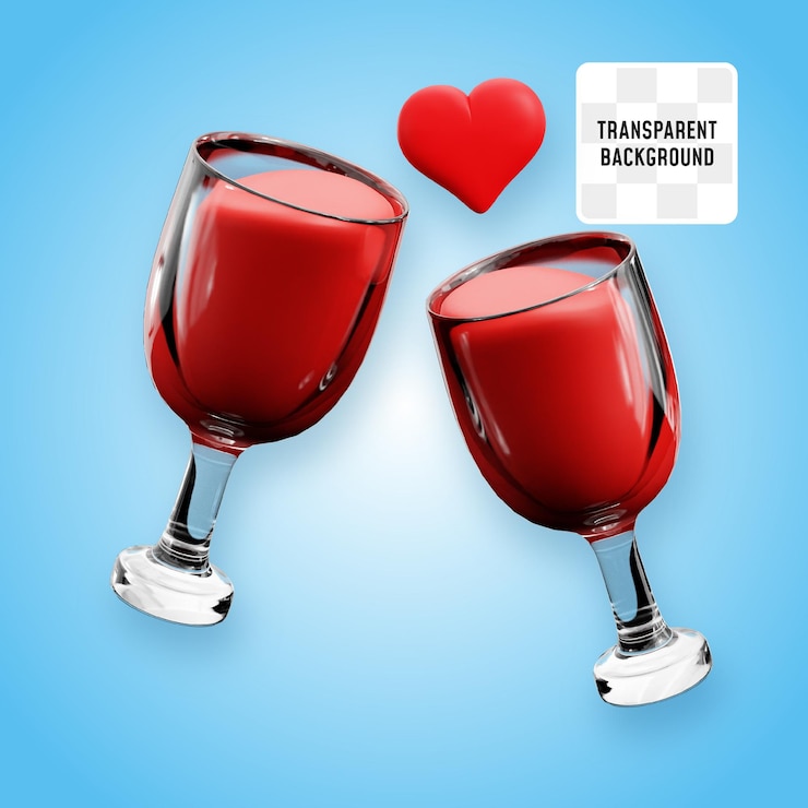 PSD zwei gläser champagner-toast zum feiern einer glücklichen hochzeitsfeier 3d-icon-illustration