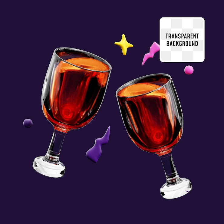 PSD zwei gläser champagner toasten zum feiern des frohen neujahrs party-ereignis 3d-icon-illustration design