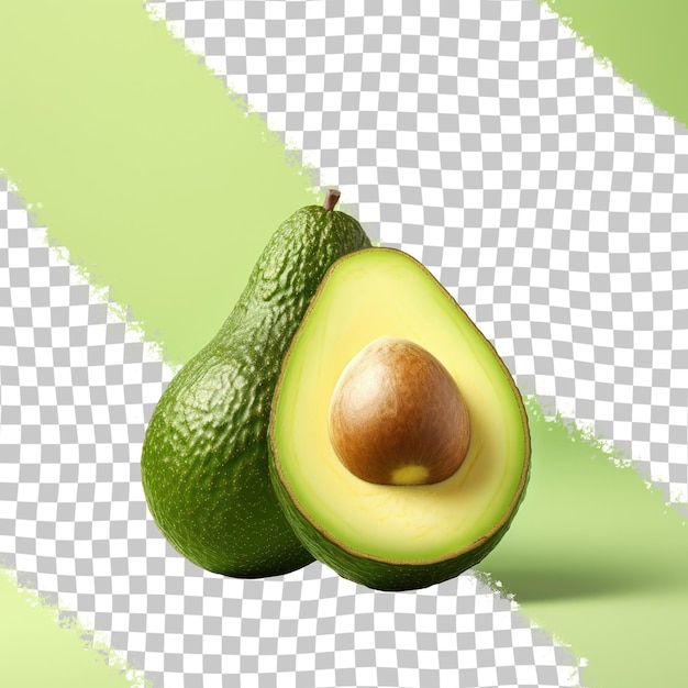 PSD zwei halbierte avocados auf durchsichtigem hintergrund in einer stilllebenfotografie