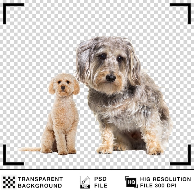 Zwei liebenswerte Hunde, ein Pudel und ein Dachshund mit durchsichtigem Hintergrund