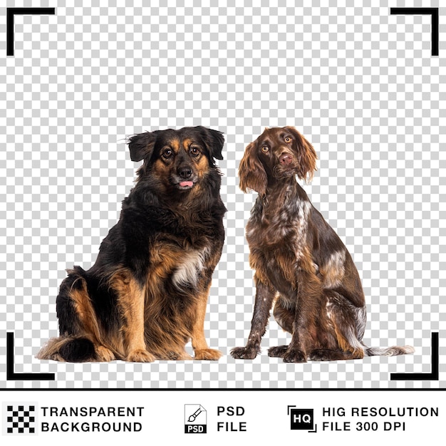 Zwei liebenswerte Hunde posieren zusammen auf einem durchsichtigen Hintergrund