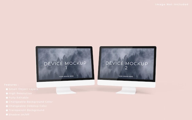 Zwei minimalistische PC-Desktop-Bildschirmmodelle