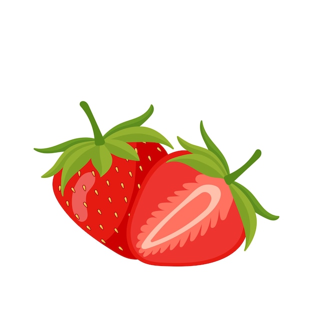 PSD zwei reife erdbeeren.