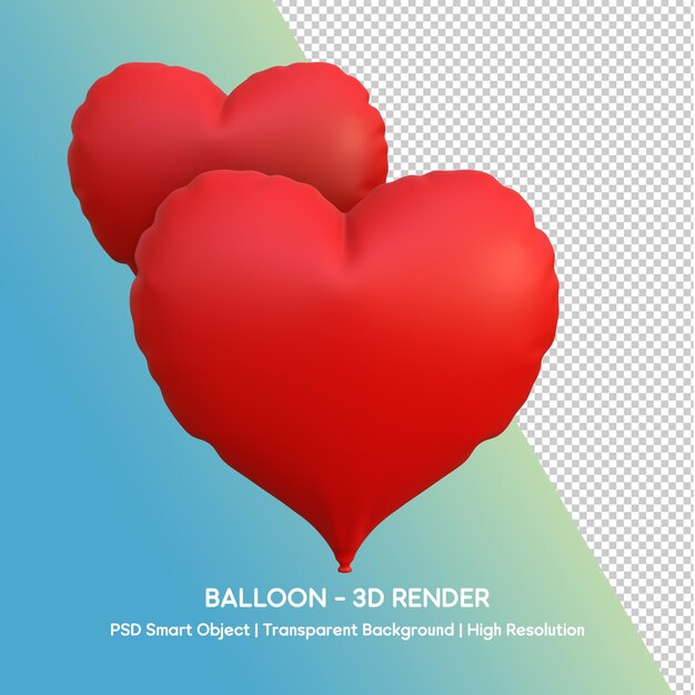 Zwei rote herzförmige Ballons für Valentinstag