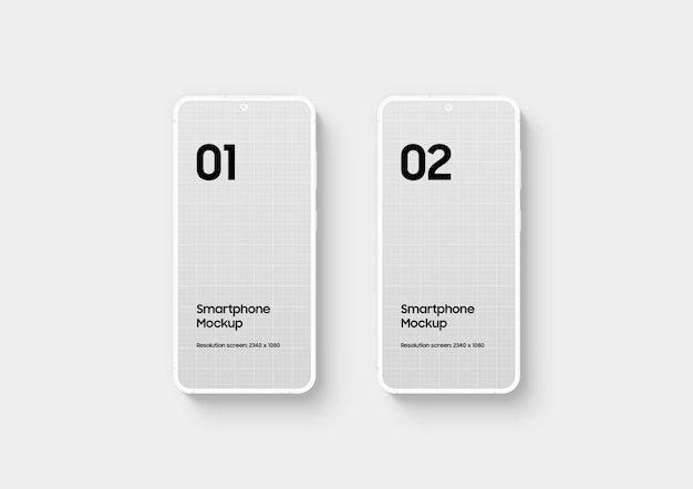 PSD zwei smartphones vorne clay mockup