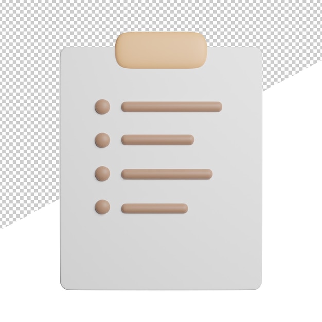 Zwischenablage bestellung whislist vorderansicht 3d-rendering-symbol illustration auf transparentem hintergrund