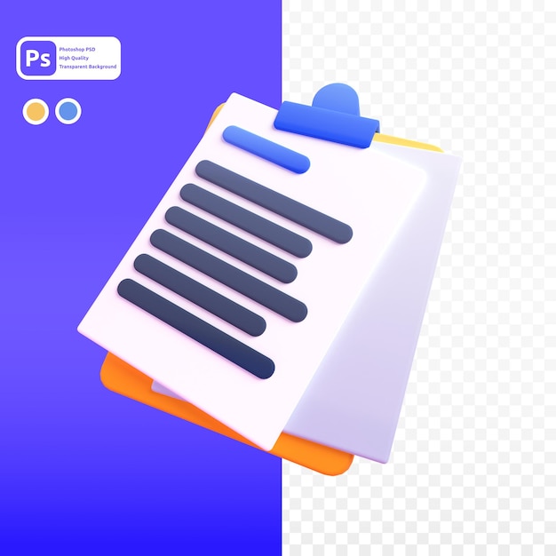 Zwischenablage in 3D-Render für grafische Asset-Webpräsentation oder andere