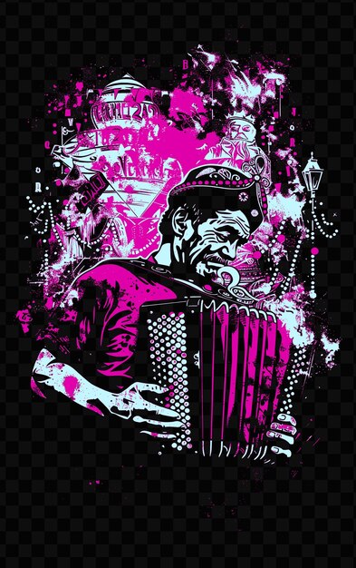 PSD zydeco accordionist em um desfile de mardi gras com carrossel e b dia mundial da música poster banner cartão postal